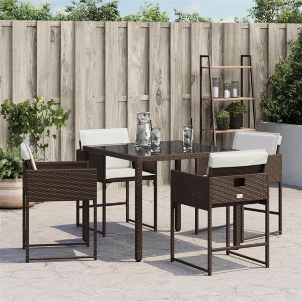 Grote foto vidaxl tuinstoelen 4 st met kussens poly rattan bruin tuin en terras tuinmeubelen