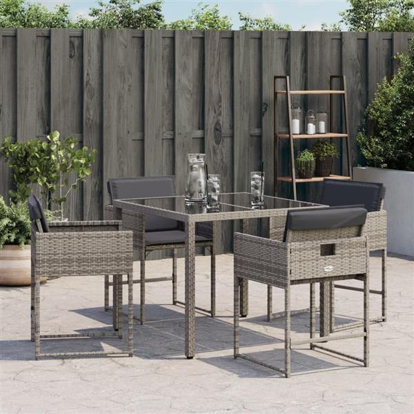 Grote foto vidaxl tuinstoelen 4 st met kussens poly rattan grijs tuin en terras tuinmeubelen