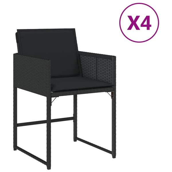 Grote foto vidaxl tuinstoelen 4 st met kussens poly rattan zwart tuin en terras tuinmeubelen