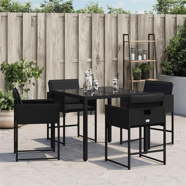 Grote foto vidaxl tuinstoelen 4 st met kussens poly rattan zwart tuin en terras tuinmeubelen