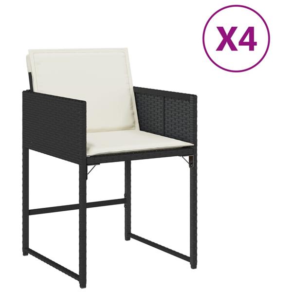 Grote foto vidaxl tuinstoelen 4 st met kussens poly rattan zwart tuin en terras tuinmeubelen