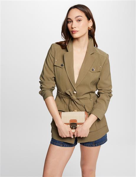 Grote foto loose jacket with belt 242 vady khaki green kleding dames jassen zomer