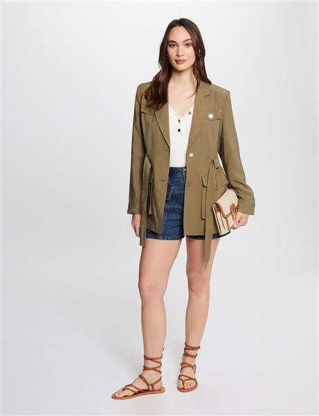 Grote foto loose jacket with belt 242 vady khaki green kleding dames jassen zomer