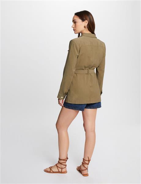 Grote foto loose jacket with belt 242 vady khaki green kleding dames jassen zomer