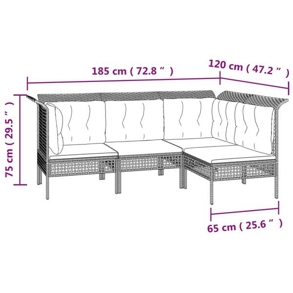 Grote foto vidaxl 8 delige loungeset met kussens poly rattan grijs tuin en terras tuinmeubelen