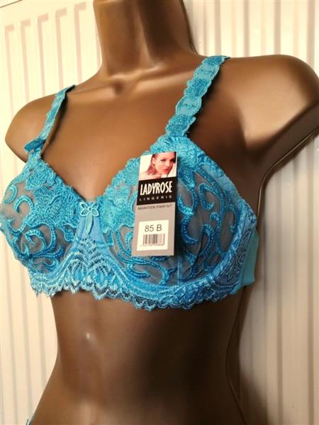 Grote foto chique turquoise bh met slip in kant 70b en 85c kleding dames ondergoed en lingerie