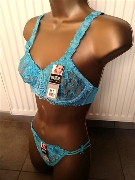 Grote foto chique turquoise bh met slip in kant 70b en 85c kleding dames ondergoed en lingerie