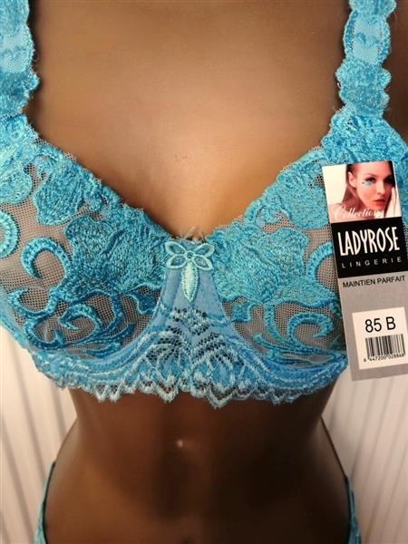 Grote foto chique turquoise bh met slip in kant 70b en 85c kleding dames ondergoed en lingerie