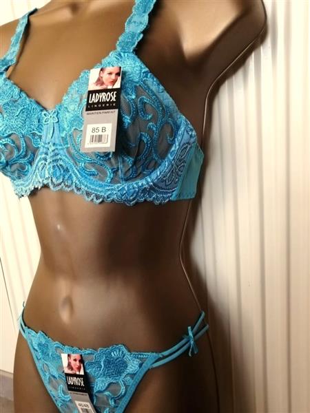 Grote foto chique turquoise bh met slip in kant 70b en 85c kleding dames ondergoed en lingerie