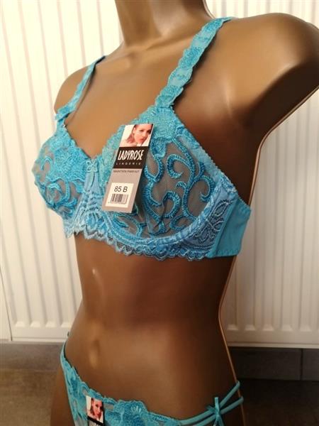 Grote foto chique turquoise bh met slip in kant 70b en 85c kleding dames ondergoed en lingerie