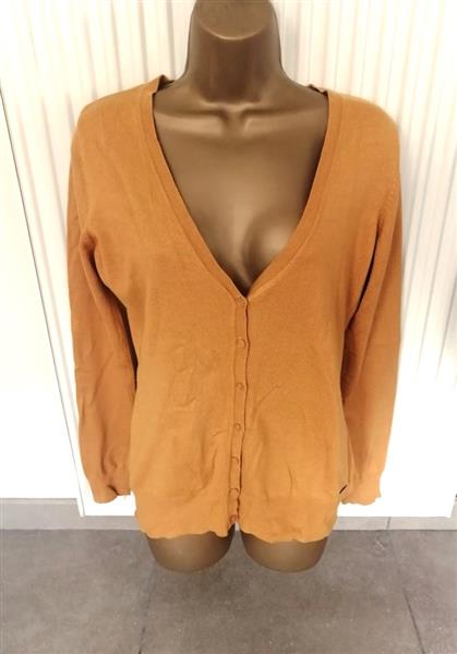 Grote foto cardigan in prachtige oker caramel kleur 40 kleding dames truien en vesten