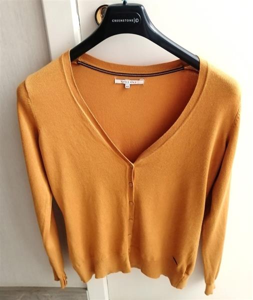 Grote foto cardigan in prachtige oker caramel kleur 40 kleding dames truien en vesten