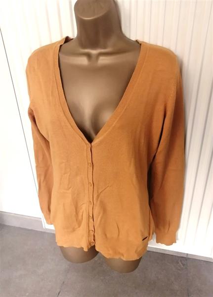 Grote foto cardigan in prachtige oker caramel kleur 40 kleding dames truien en vesten