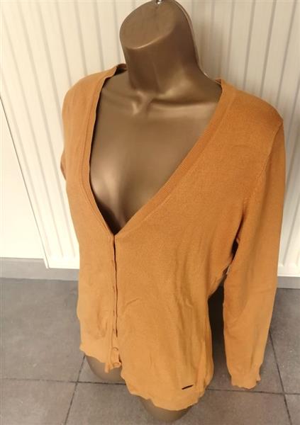 Grote foto cardigan in prachtige oker caramel kleur 40 kleding dames truien en vesten