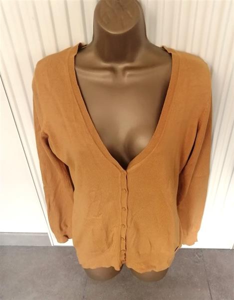 Grote foto cardigan in prachtige oker caramel kleur 40 kleding dames truien en vesten