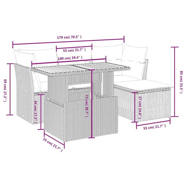 Grote foto vidaxl 6 delige loungeset met kussens poly rattan zwart tuin en terras tuinmeubelen