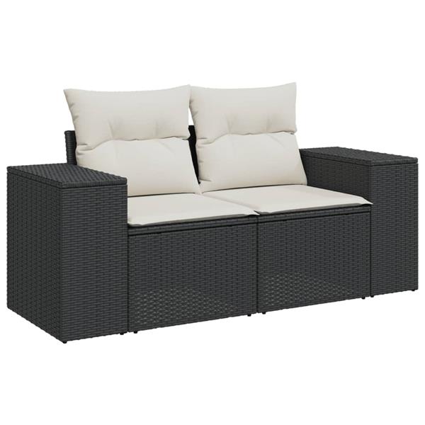 Grote foto vidaxl 6 delige loungeset met kussens poly rattan zwart tuin en terras tuinmeubelen