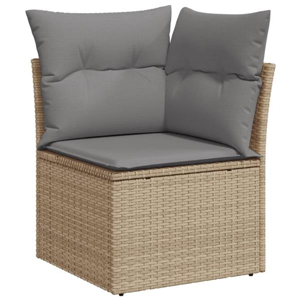 Grote foto vidaxl 6 delige loungeset met kussens poly rattan gemengd beige tuin en terras tuinmeubelen