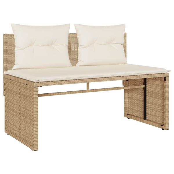 Grote foto vidaxl 4 delige loungeset met kussens poly rattan beige tuin en terras tuinmeubelen