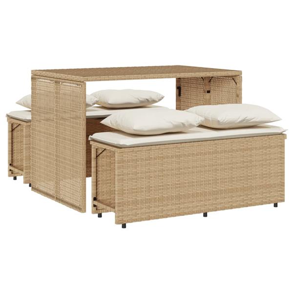 Grote foto vidaxl 3 delige tuinset met kussens poly rattan beige tuin en terras tuinmeubelen