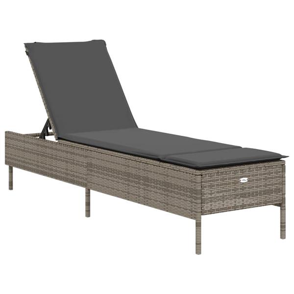 Grote foto vidaxl ligstoelen 2 st met kussens poly rattan grijs tuin en terras tuinmeubelen