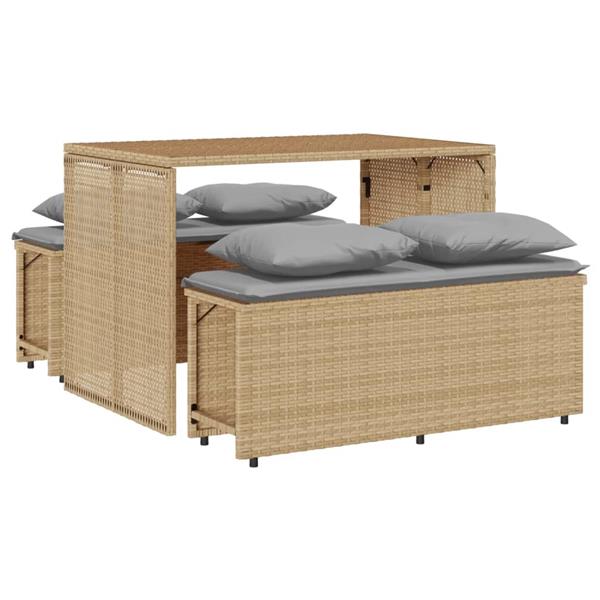 Grote foto vidaxl 3 delige tuinset met kussens poly rattan beige tuin en terras tuinmeubelen