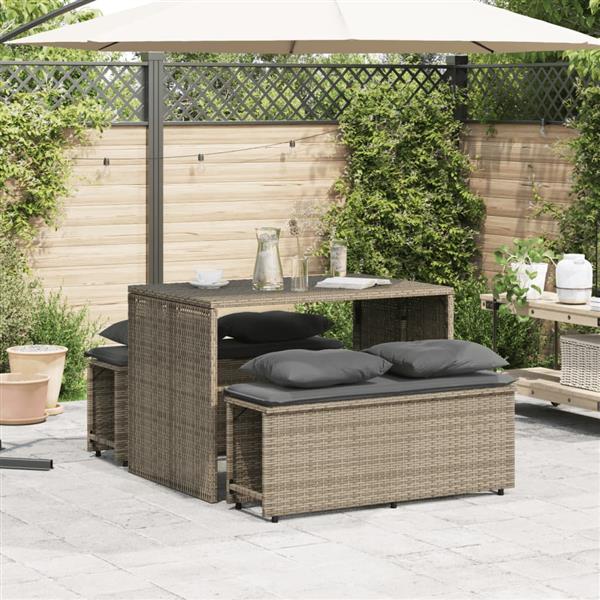 Grote foto vidaxl 3 delige tuinset met kussens poly rattan grijs tuin en terras tuinmeubelen