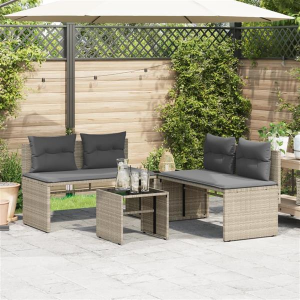 Grote foto vidaxl 4 delige loungeset met kussens poly rattan lichtgrijs tuin en terras tuinmeubelen