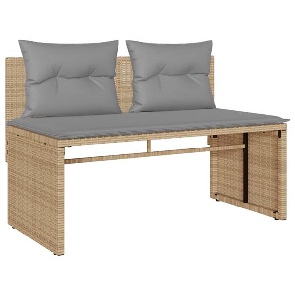 Grote foto vidaxl 4 delige loungeset met kussens poly rattan beige tuin en terras tuinmeubelen