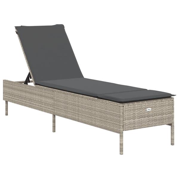 Grote foto vidaxl ligstoelen 2 st met kussen poly rattan lichtgrijs tuin en terras tuinmeubelen