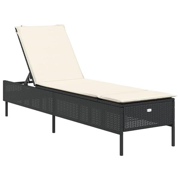 Grote foto vidaxl ligstoelen 2 st met kussens poly rattan zwart tuin en terras tuinmeubelen