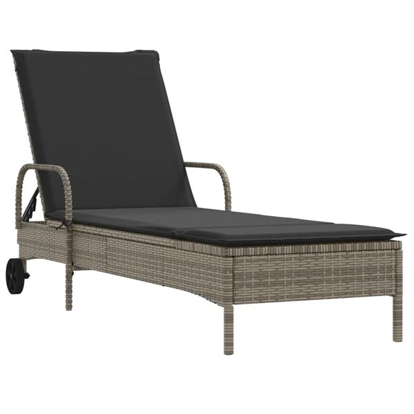 Grote foto vidaxl ligstoelen 2 st met kussens poly rattan grijs tuin en terras tuinmeubelen