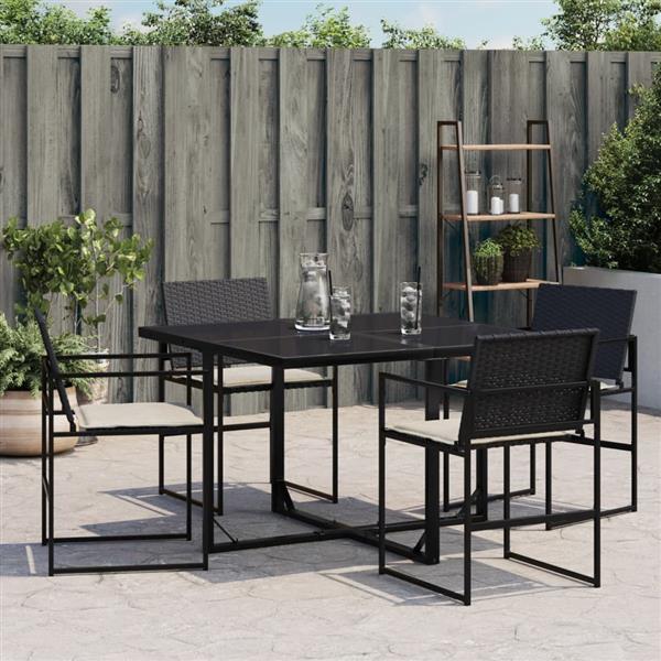 Grote foto vidaxl tuinstoelen 4 st met kussens poly rattan zwart tuin en terras tuinmeubelen