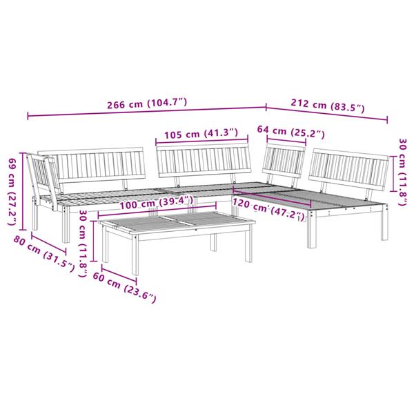 Grote foto vidaxl 4 delige loungeset pallet massief acaciahout tuin en terras tuinmeubelen