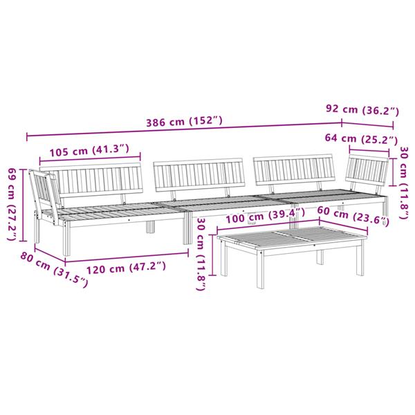 Grote foto vidaxl 4 delige loungeset pallet massief acaciahout tuin en terras tuinmeubelen