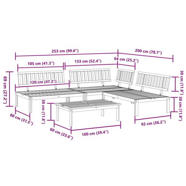 Grote foto vidaxl 4 delige loungeset pallet massief acaciahout tuin en terras tuinmeubelen