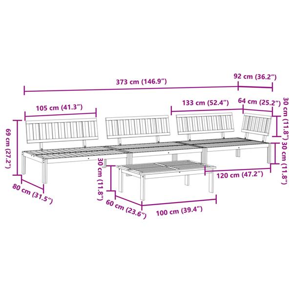 Grote foto vidaxl 4 delige loungeset pallet massief acaciahout tuin en terras tuinmeubelen