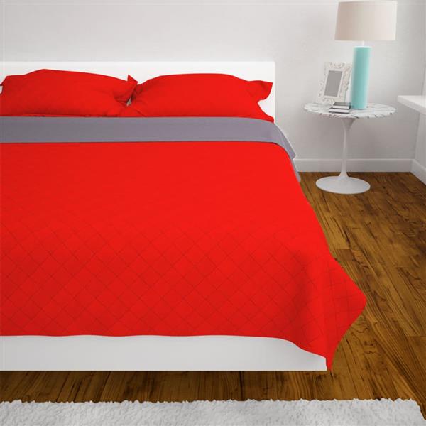 Grote foto vidaxl dubbelzijdige quilt bedsprei rood en grijs 230x260 cm huis en inrichting bedden