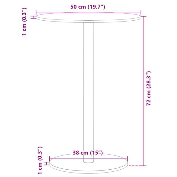 Grote foto vidaxl tuintafel rond 50x72 cm staal zwart tuin en terras tuinmeubelen