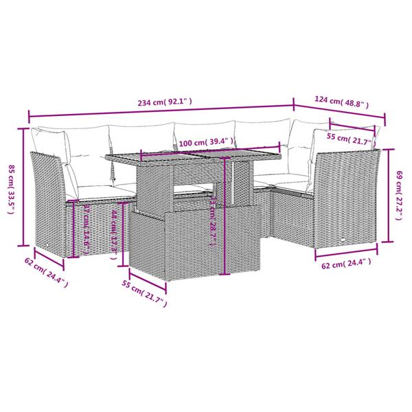 Grote foto vidaxl 5 delige loungeset met kussens poly rattan grijs tuin en terras tuinmeubelen