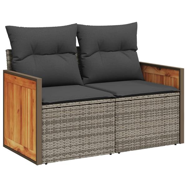 Grote foto vidaxl 6 delige loungeset met kussens poly rattan grijs tuin en terras tuinmeubelen