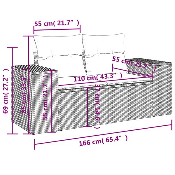 Grote foto vidaxl 6 delige loungeset met kussens poly rattan grijs tuin en terras tuinmeubelen