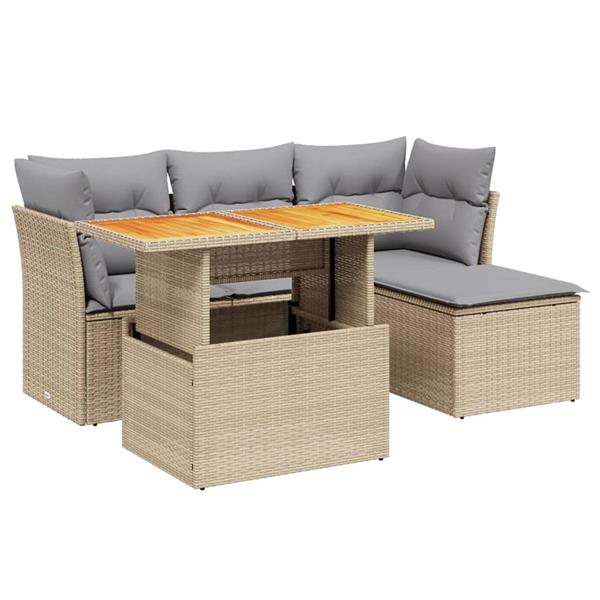 Grote foto vidaxl 6 delige loungeset met kussens poly rattan beige tuin en terras tuinmeubelen