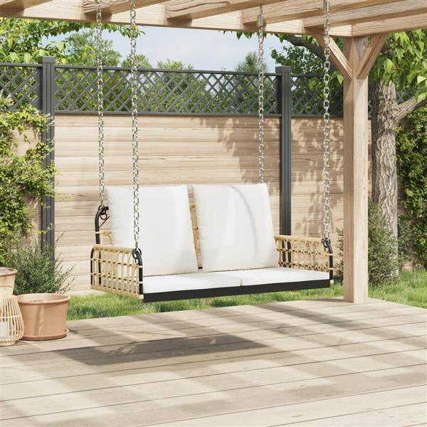 Grote foto vidaxl schommelbank met kussens 105x58x38 cm poly rattan en staal tuin en terras tuinmeubelen