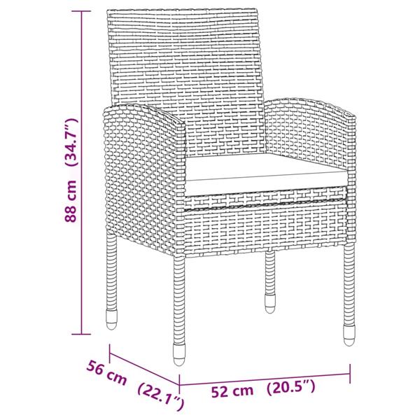 Grote foto vidaxl 5 delige tuinset poly rattan zwart tuin en terras tuinmeubelen