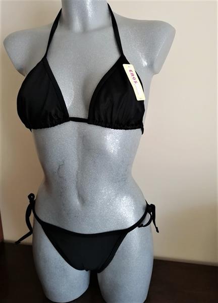 Grote foto zwarte 3 delige bikini met string en pareo kleding dames badmode en zwemkleding