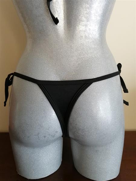 Grote foto zwarte 3 delige bikini met string en pareo kleding dames badmode en zwemkleding