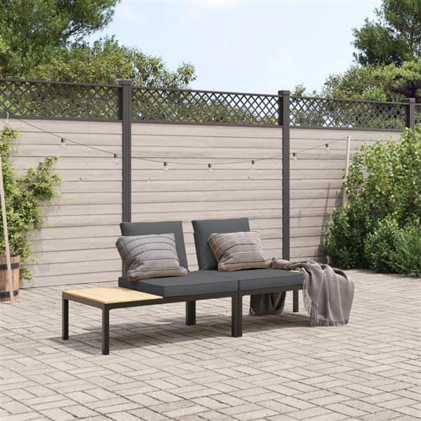 Grote foto vidaxl 2 delige loungeset met kussens aluminium zwart tuin en terras tuinmeubelen