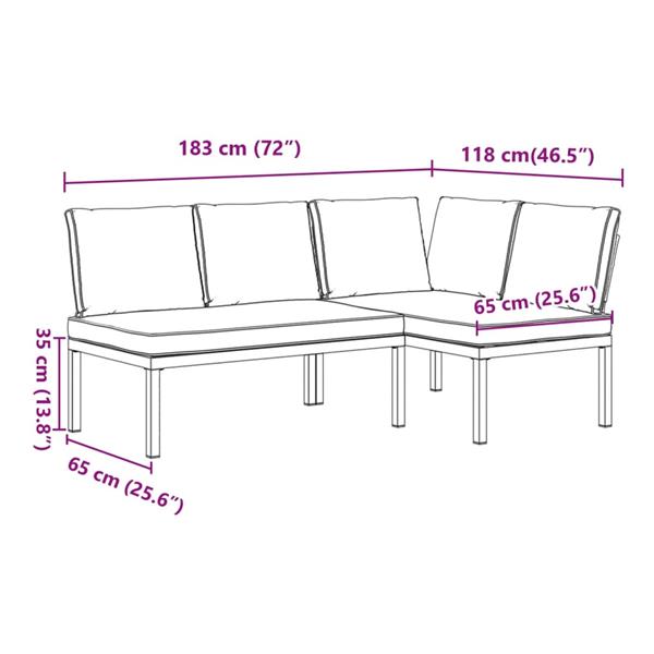 Grote foto vidaxl 2 delige loungeset met kussens aluminium zwart tuin en terras tuinmeubelen