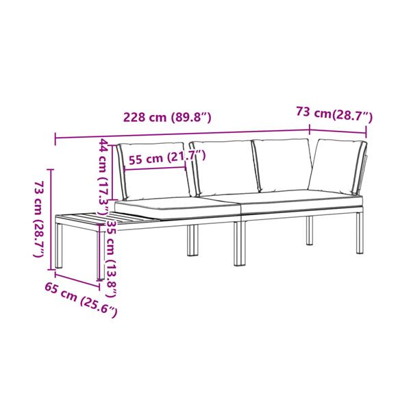 Grote foto vidaxl 2 delige loungeset met kussens aluminium zwart tuin en terras tuinmeubelen